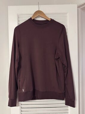 Men's Vuori Long-Sleeve Crewneck Sweater in Brown